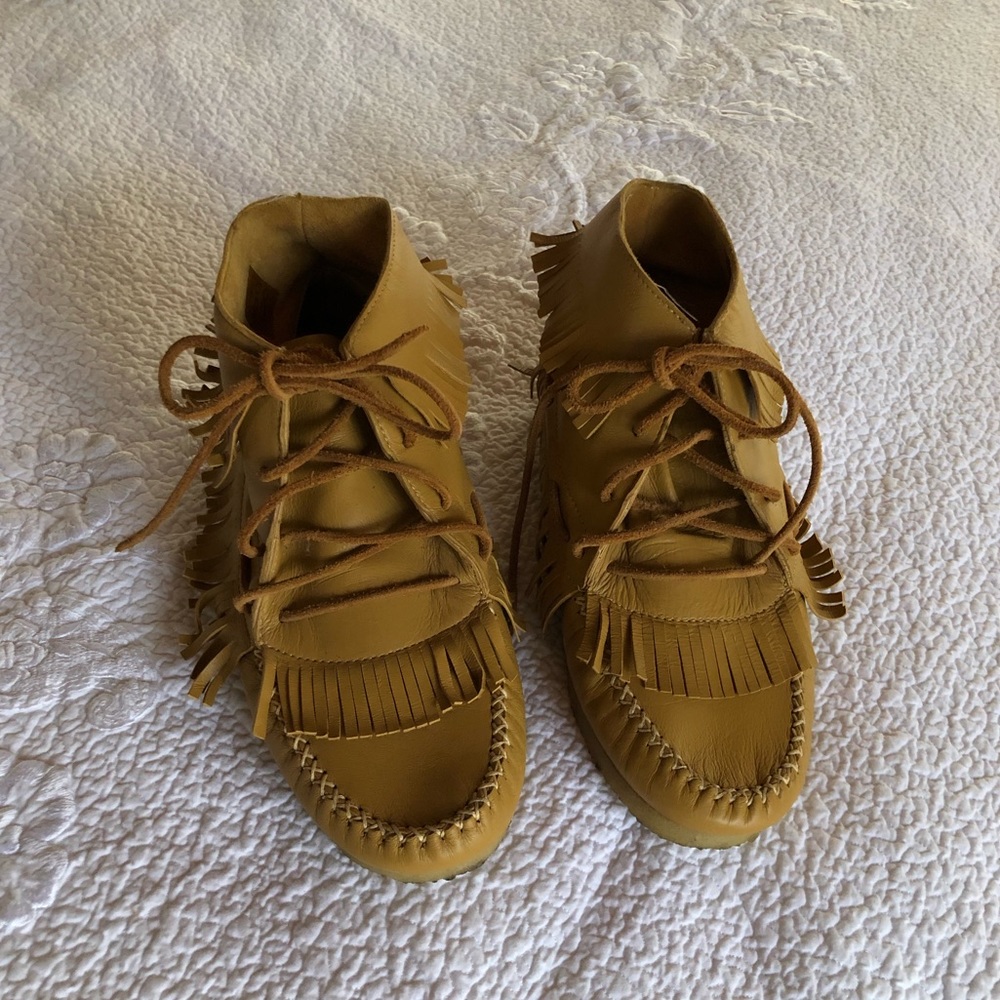 Jerome Dreyfuss Tan Ankle Boots with Fringe